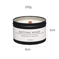 black tin scented candle with wooden wick aromatic decorative candle jar with lid