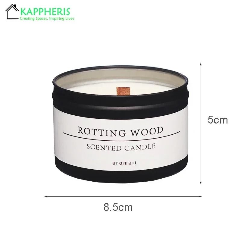 Black Tin Scented Candle With Wooden Wick Aromatic Decorative Candle Jar With Lid 4