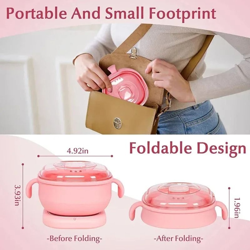 Portable Foldable Wax Heater Machine Silicone Wax Warmer For Hair Removal 400ML Travel Wax Pot 6