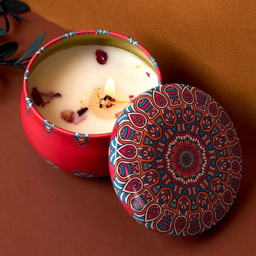 Vintage Scented Candle Gift Set Soy Wax Flower Fragrance Candle Jars For Home Decor 2