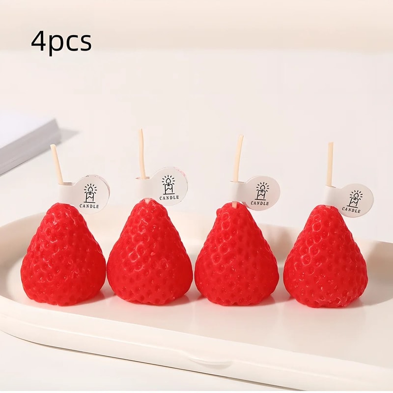Strawberry Mini Scented Candles Realistic Fruit Aromatherapy Candle Set 5