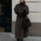 Elegant Womens Grey Belted Wool Coat Double Breasted Long Winter Peacoat 16
