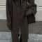 Elegant Womens Grey Belted Wool Coat Double Breasted Long Winter Peacoat 8