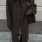 Elegant Womens Grey Belted Wool Coat Double Breasted Long Winter Peacoat 8