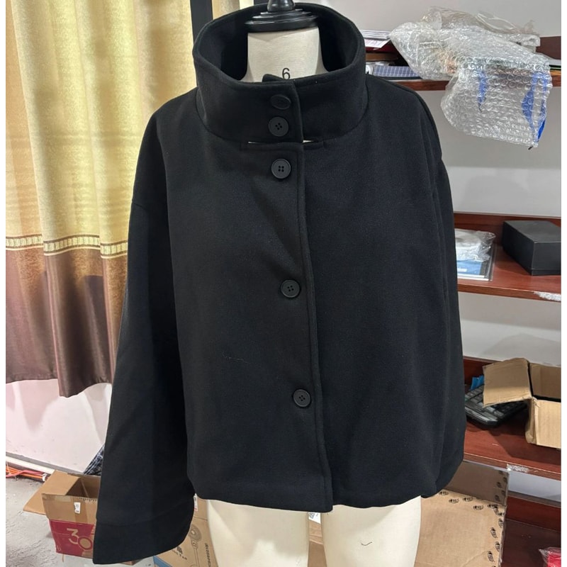 Elegant Womens Grey Belted Wool Coat Double Breasted Long Winter Peacoat 13