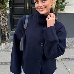 elegant womens stand collar jacket short single breasted spring coat