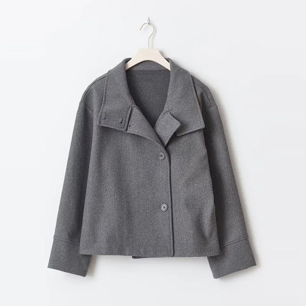 Elegant Womens Stand Collar Jacket Short Single Breasted Spring Coat 3