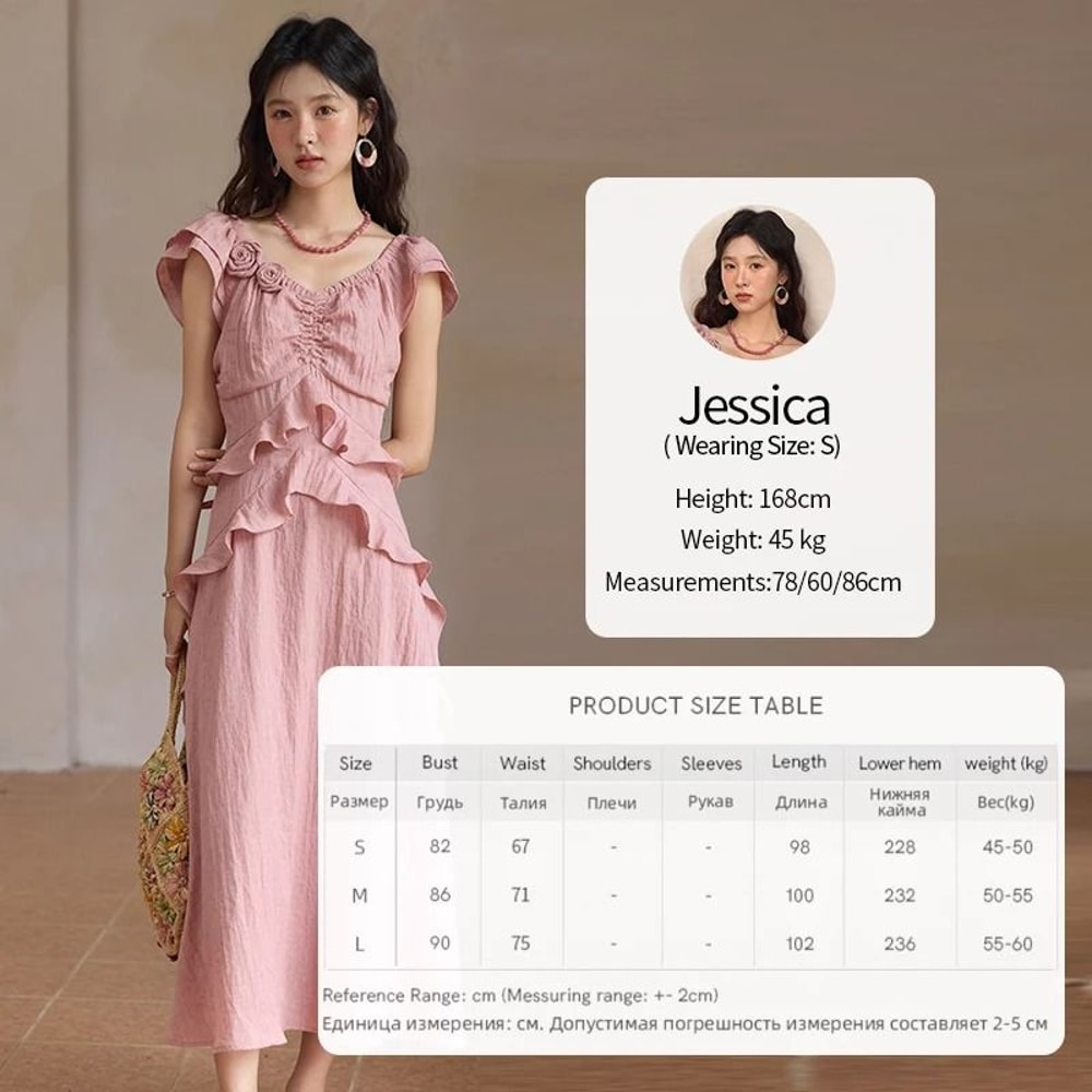 MISHOW Pink Summer V Neck Dress Flying Sleeve Holiday Dress For Women 1