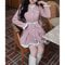 Y2K Vintage Belt Mini Dress Pink Pleated Kawaii Party Dress For Women 4