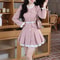 Y2K Vintage Belt Mini Dress Pink Pleated Kawaii Party Dress For Women 7