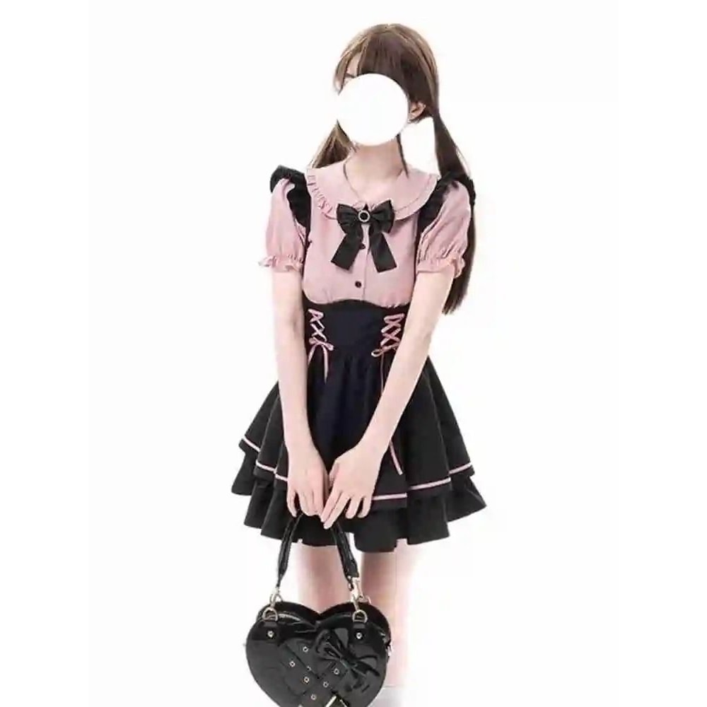Sweet Lolita Two Piece Dress Set Doll Collar Blouse And High Waist A Line Skirt 4