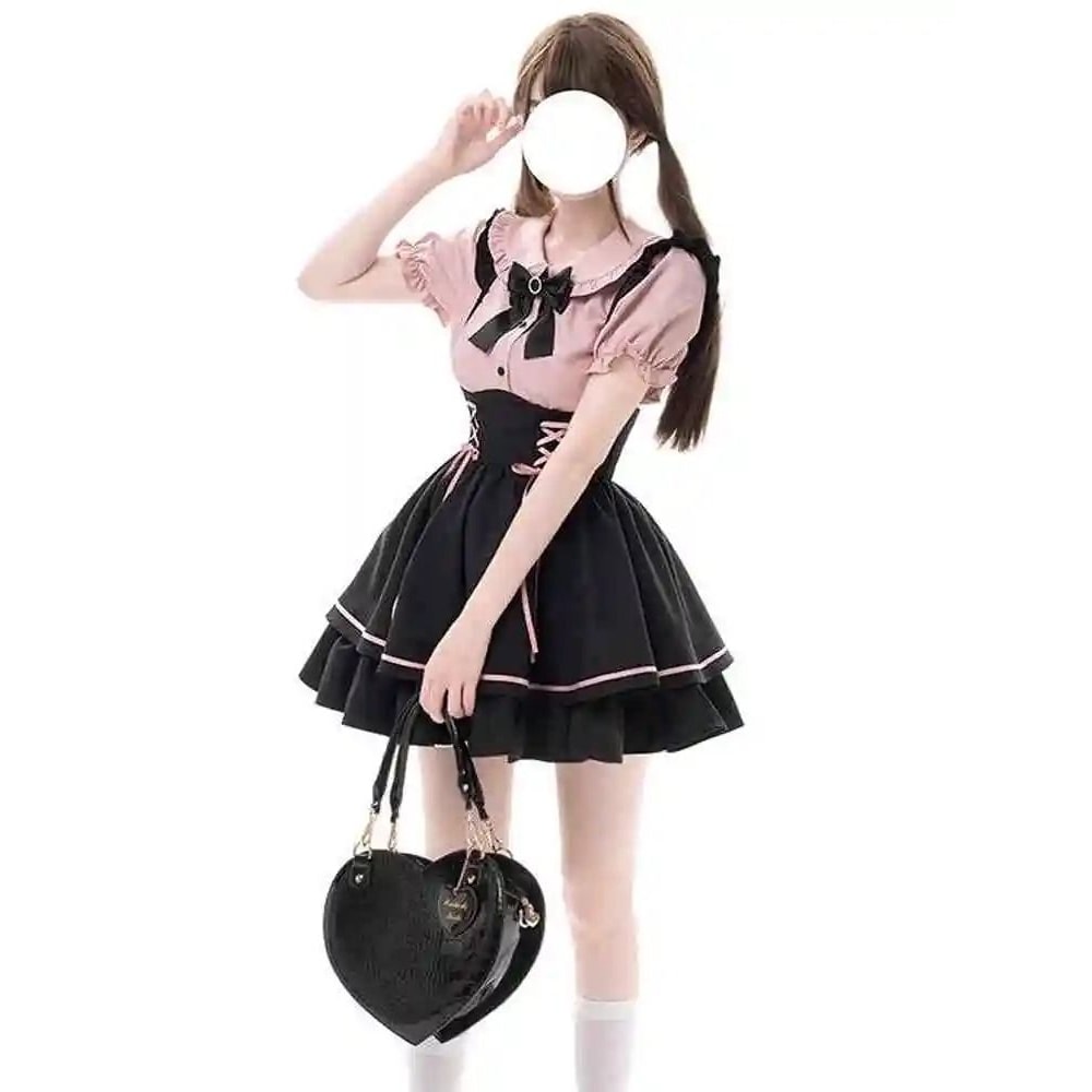 Sweet Lolita Two Piece Dress Set Doll Collar Blouse And High Waist A Line Skirt 6