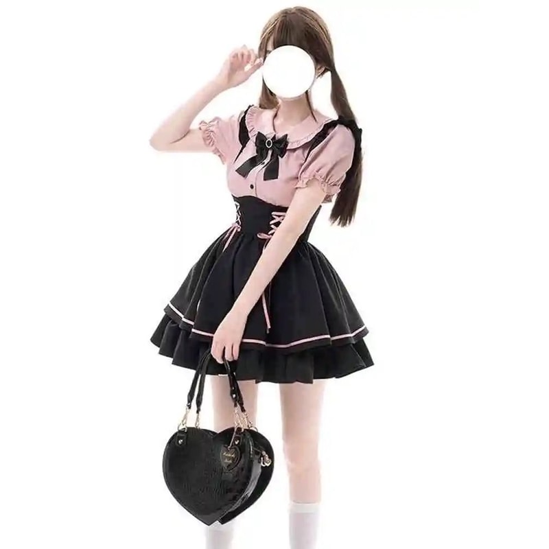 Sweet Lolita Two Piece Dress Set Doll Collar Blouse And High Waist A Line Skirt 6