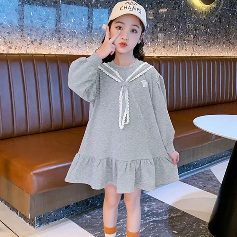 Girls Preppy Princess Dress Long Sleeve Stylish Dress For Kids 0