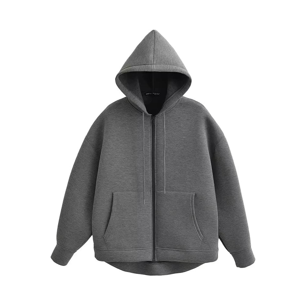 HH Oversized Zip Hoodie Jacket Womens Loose Fit Streetwear Hooded Sweatshirt Coat 3