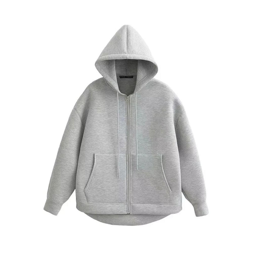 HH Oversized Zip Hoodie Jacket Womens Loose Fit Streetwear Hooded Sweatshirt Coat 2
