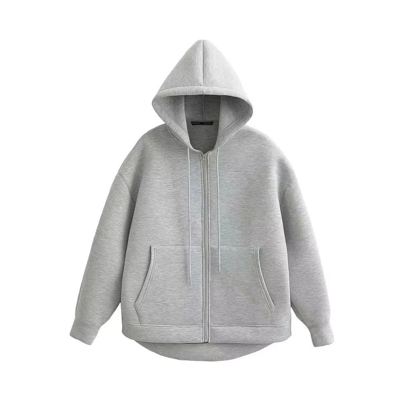 HH Oversized Zip Hoodie Jacket Womens Loose Fit Streetwear Hooded Sweatshirt Coat 2