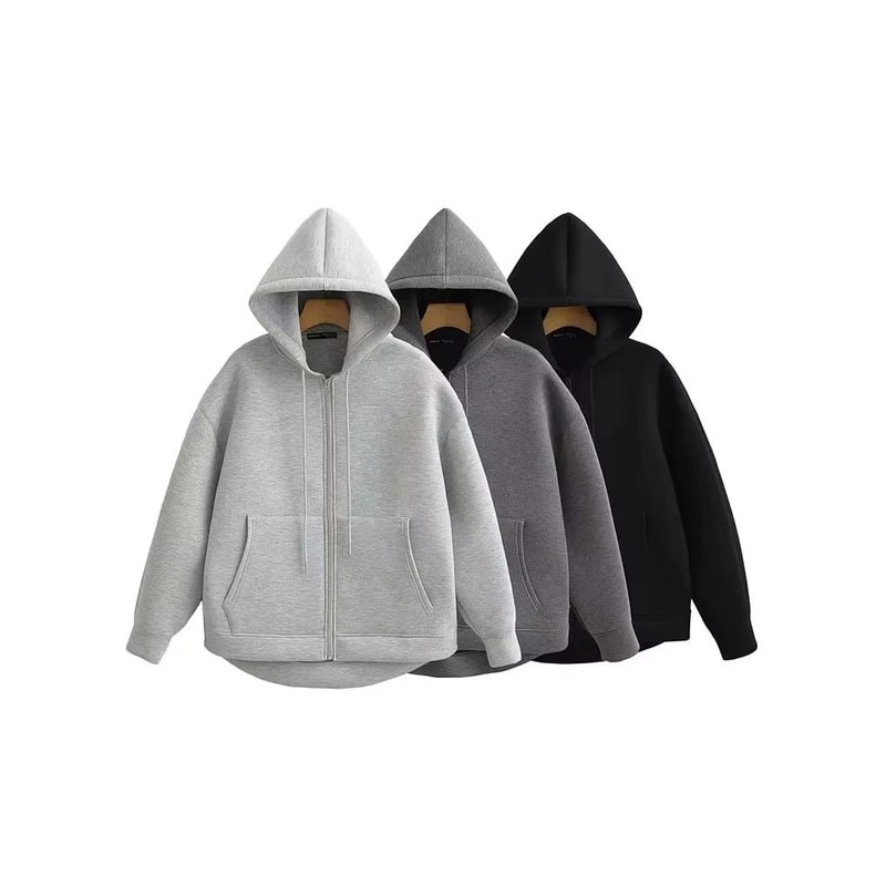 HH Oversized Zip Hoodie Jacket Womens Loose Fit Streetwear Hooded Sweatshirt Coat 0