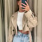 Vintage Belted Cropped Trench Jacket For Women Double Breasted Spring Streetwear Coat 5