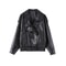 Womens PU Leather Jacket Stand Collar Asymmetric Button Casual Black Biker Jacket 0
