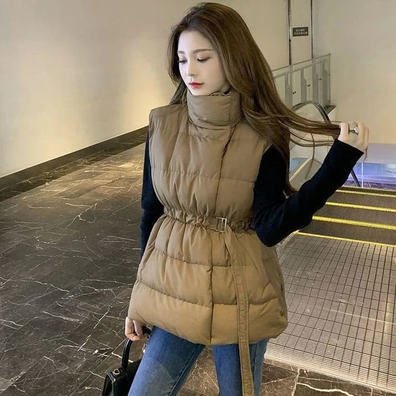 Warm Natural Down Puffer Vest Women Lightweight Sleeveless Winter Jacket 0