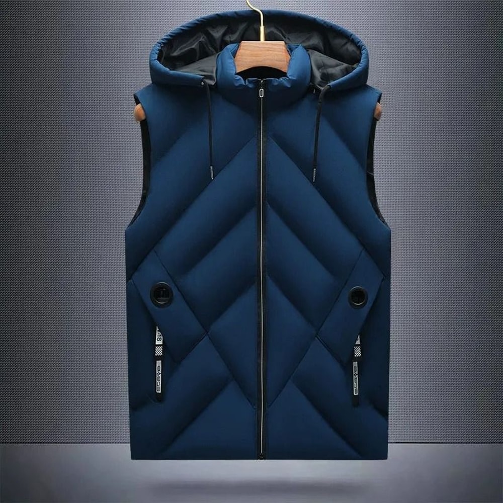 Mens Waterproof Hooded Puffer Vest Detachable Hood Winter Sleeveless Jacket 2