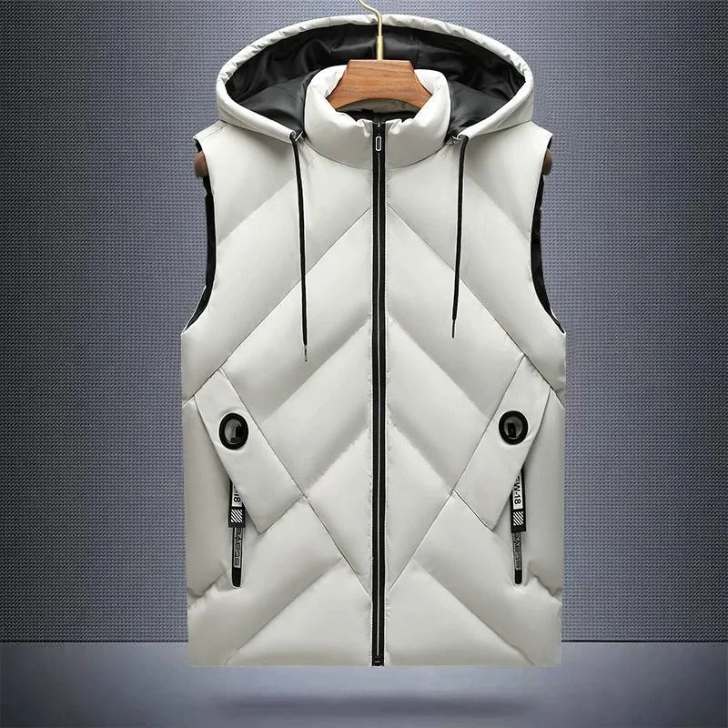 Mens Waterproof Hooded Puffer Vest Detachable Hood Winter Sleeveless Jacket 8