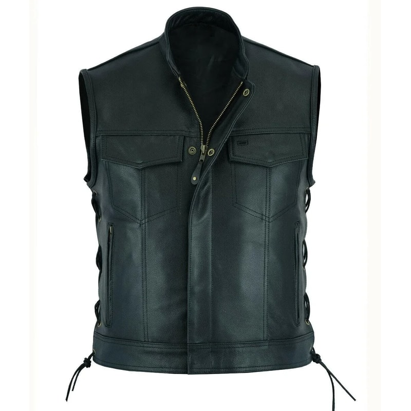 Mens Leather Motorcycle Vest Punk Style Sleeveless Biker Waistcoat 1