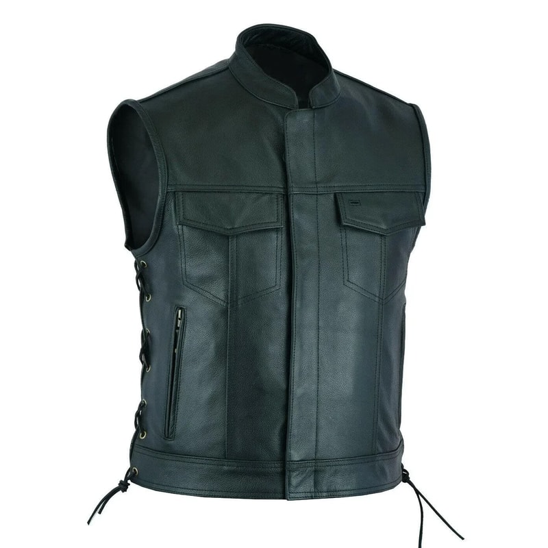 Mens Leather Motorcycle Vest Punk Style Sleeveless Biker Waistcoat 5
