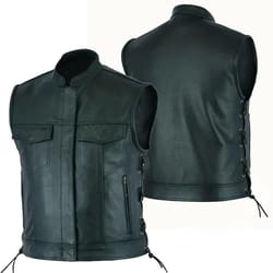 mens leather motorcycle vest punk style sleeveless biker waistcoat