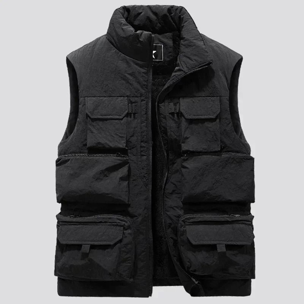 Mens Fleece Work Vest Windproof Multi Pocket Sleeveless Utility Jacket 2