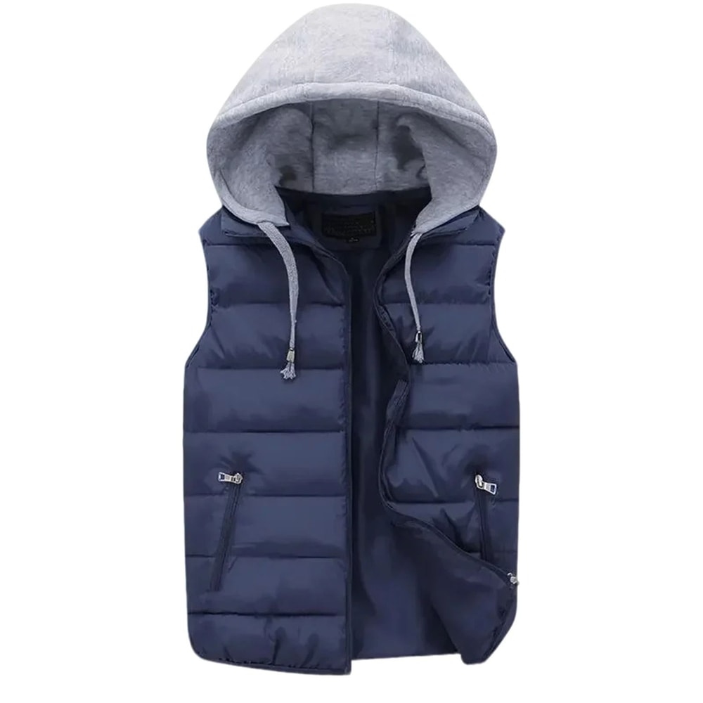 Mens Hooded Winter Vest Lightweight Thermal Sleeveless Jacket 8