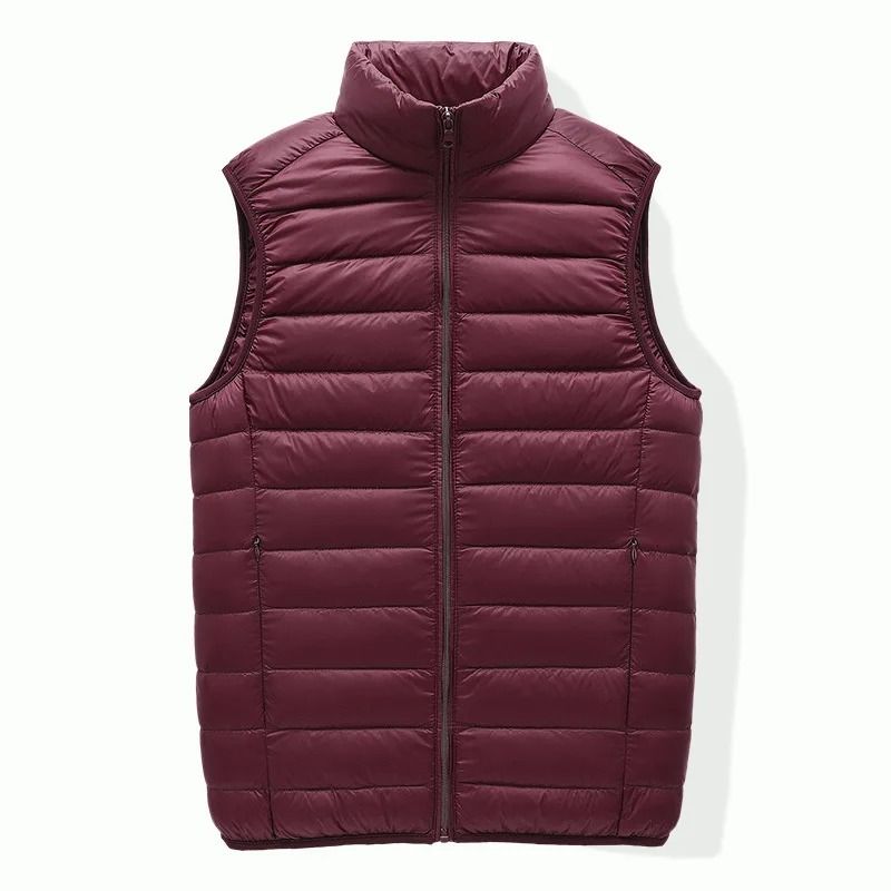 Mens White Duck Down Vest Lightweight Stand Collar Winter Puffer Vest 3