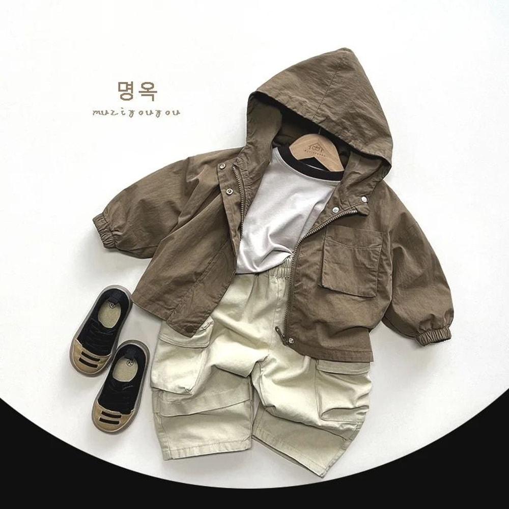 Kids Boys Hooded Windbreaker Jacket Lightweight Cotton Spring Autumn Coat 6