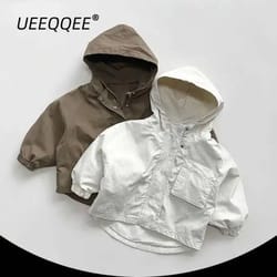 kids boys hooded windbreaker jacket lightweight cotton spring autumn coat