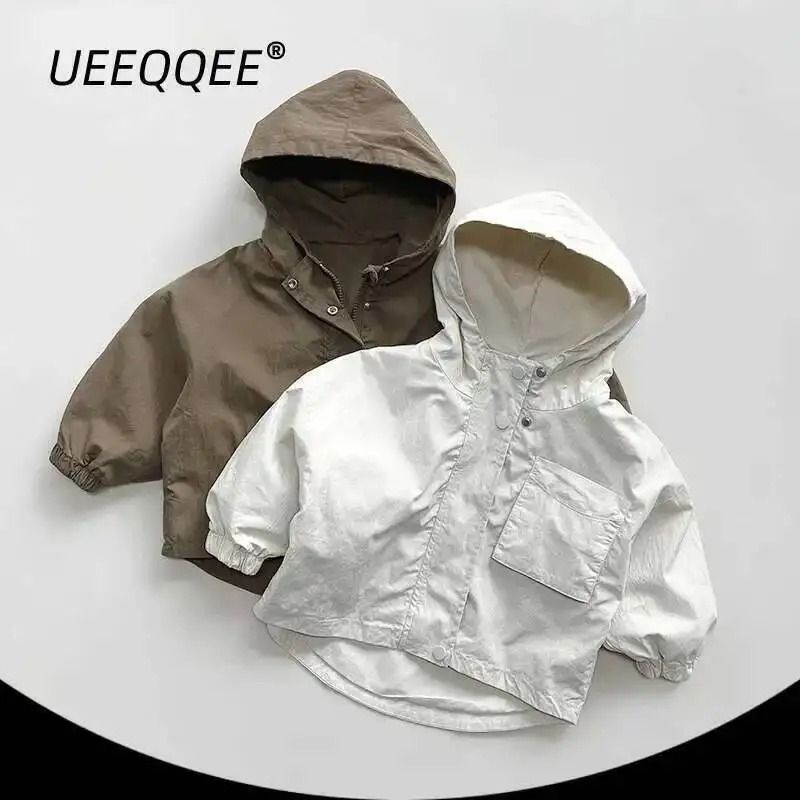 Kids Boys Hooded Windbreaker Jacket Lightweight Cotton Spring Autumn Coat 0