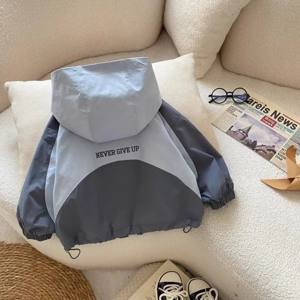 Kids Boys Zipper Windbreaker Jacket Cotton Casual Autumn Trench Coat 2