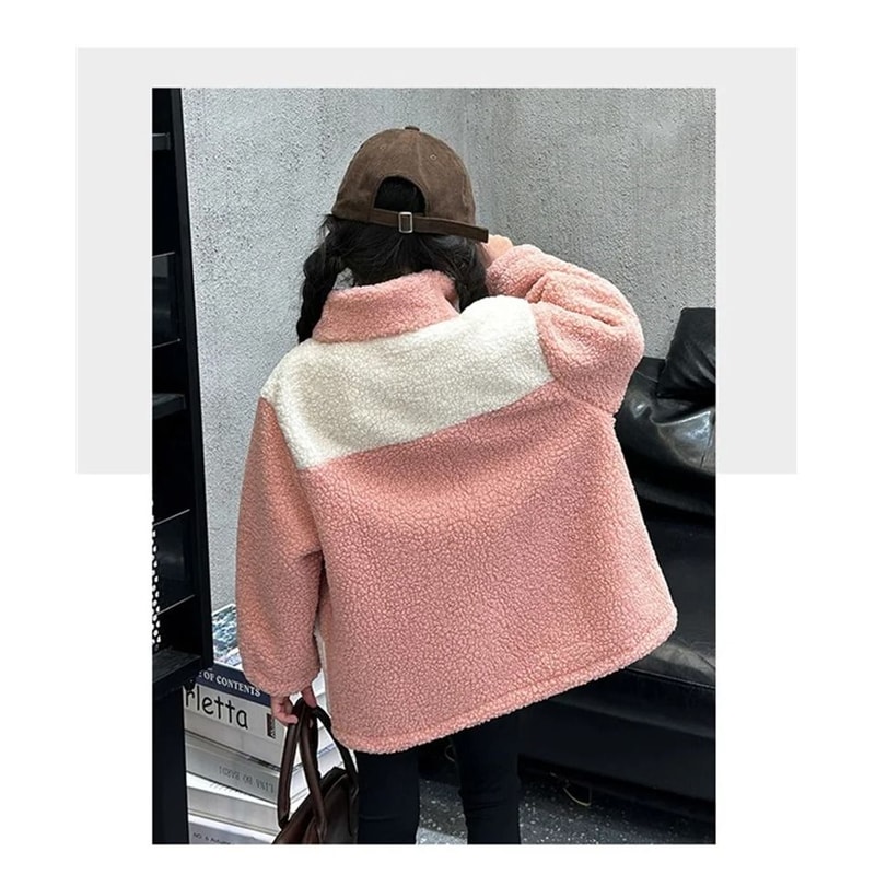 Girls Lamb Wool Winter Jacket Warm Velvet Lined Kids Padded Coat 5