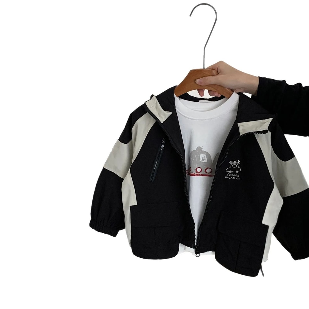 Kids Boys Hooded Cartoon Jacket Korean Style Zipper Casual Coat 1