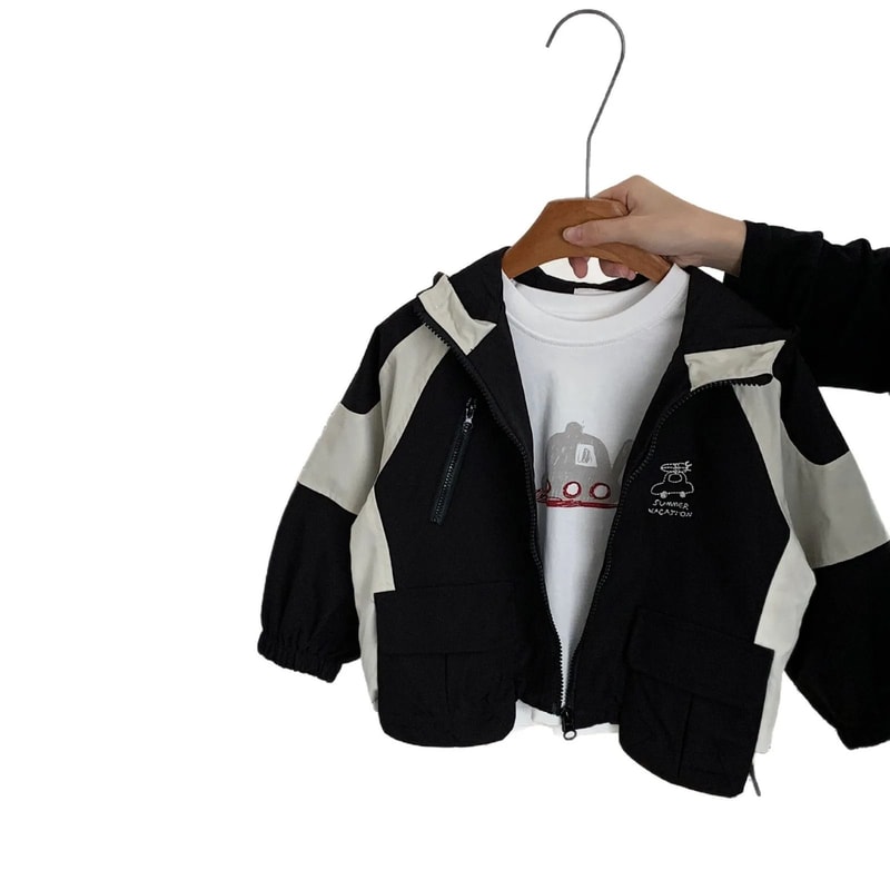 Kids Boys Hooded Cartoon Jacket Korean Style Zipper Casual Coat 1