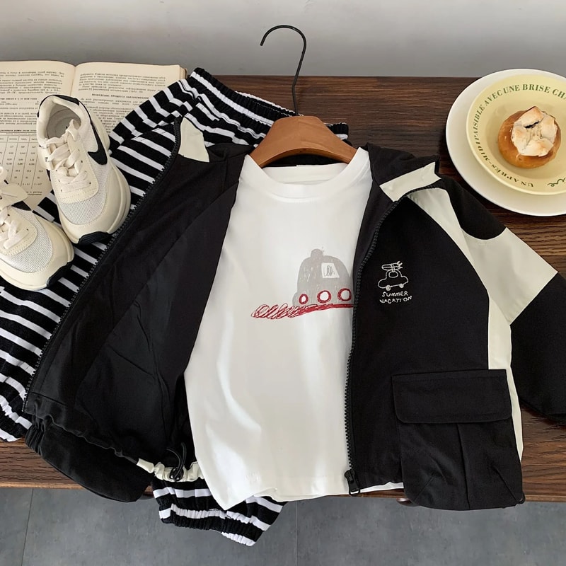 Kids Boys Hooded Cartoon Jacket Korean Style Zipper Casual Coat 3