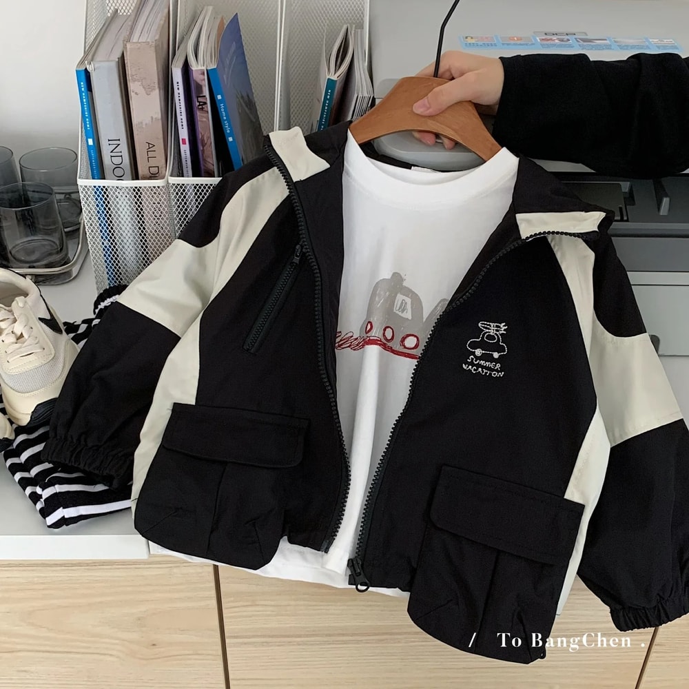 Kids Boys Hooded Cartoon Jacket Korean Style Zipper Casual Coat 5