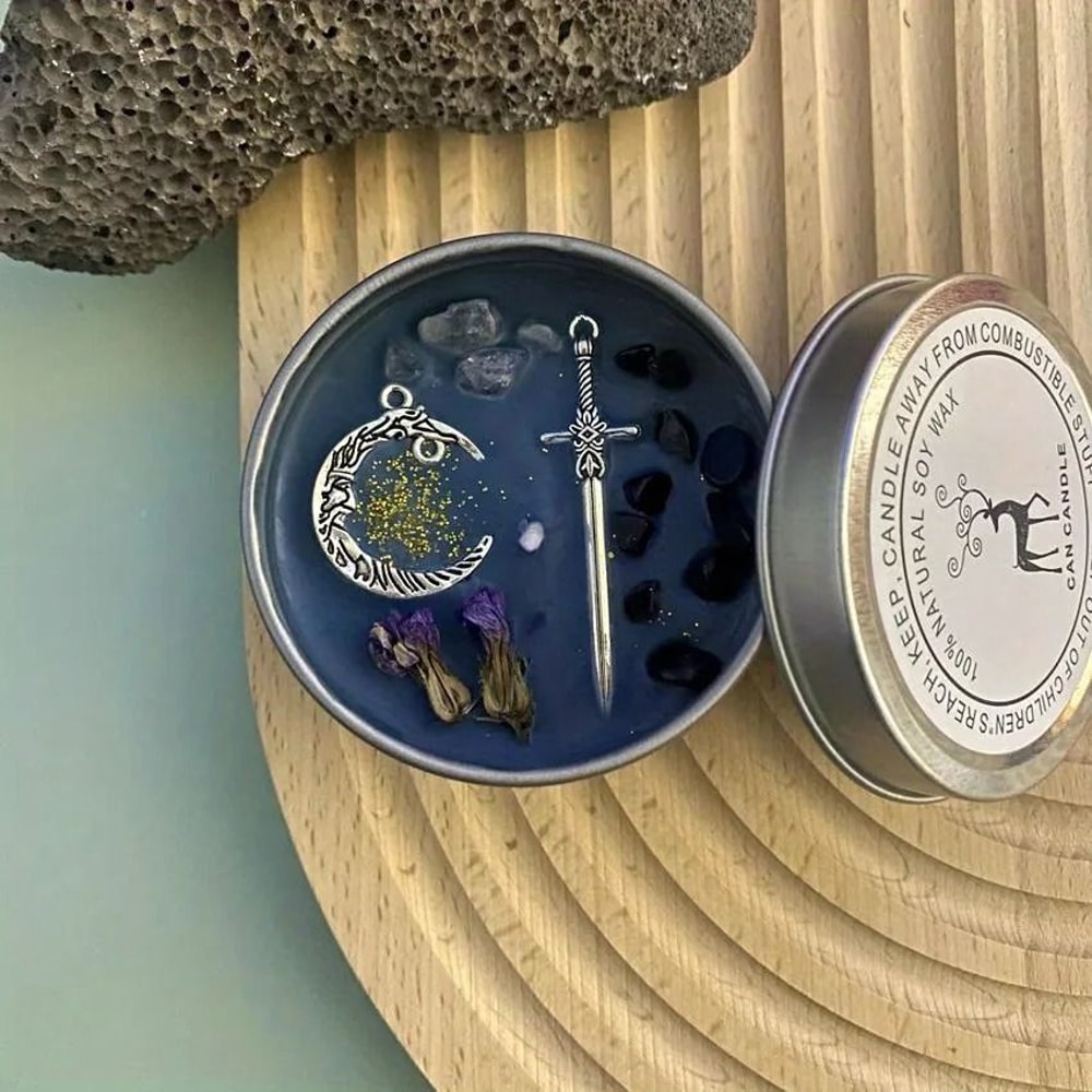 Crystal Dried Flower Scented Candle Handmade Aromatherapy Tin Candle Decor 3