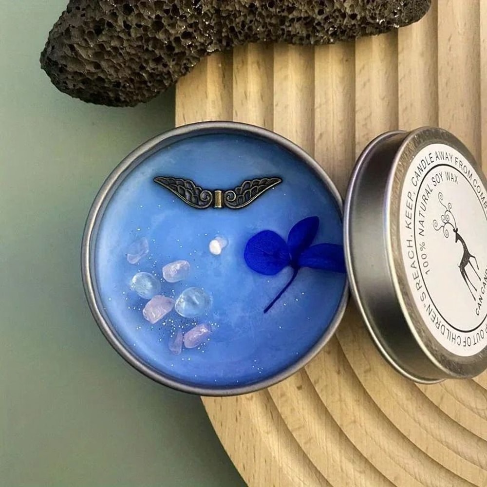 Crystal Dried Flower Scented Candle Handmade Aromatherapy Tin Candle Decor 4