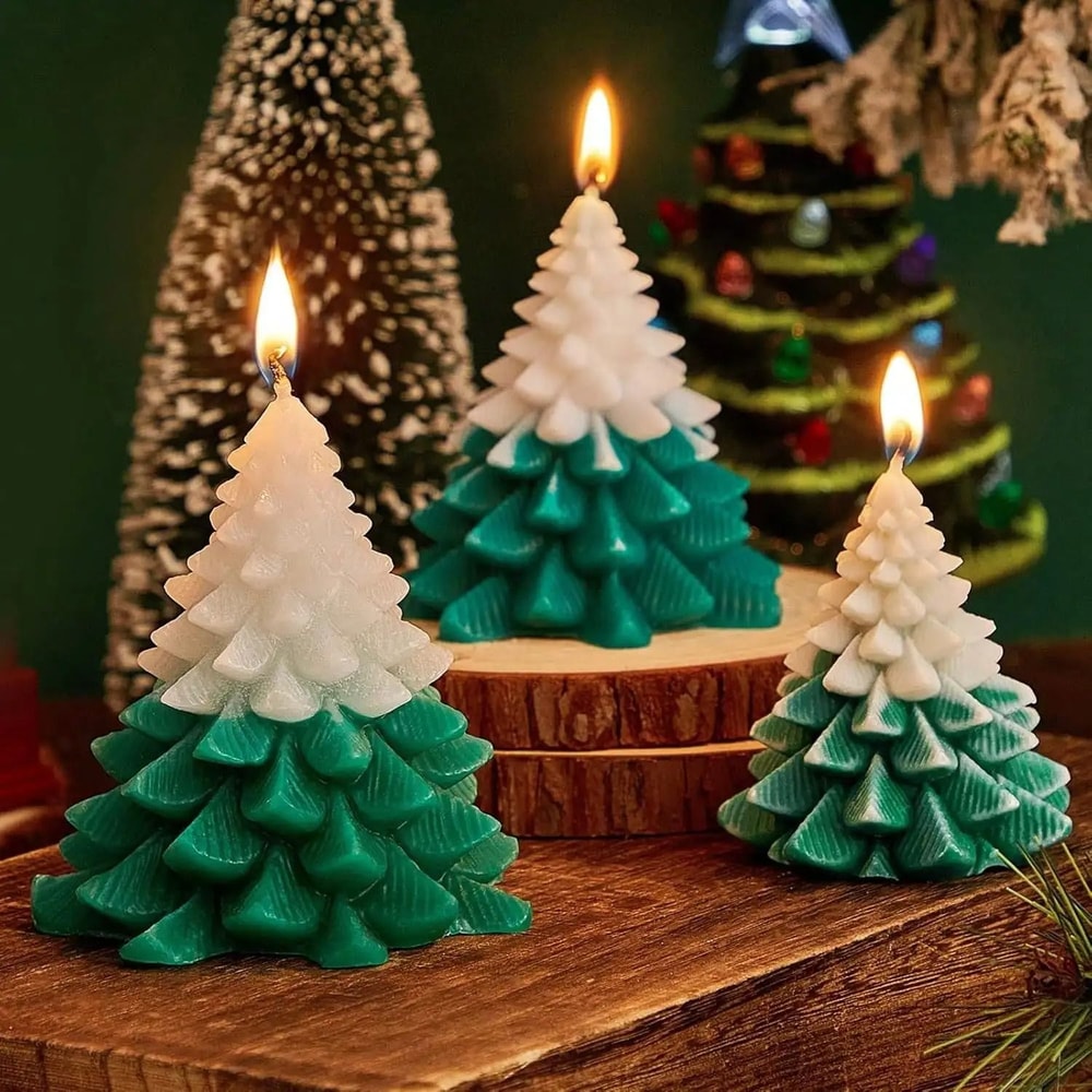 Festive Christmas Tree Shaped Candle Holiday Scented Decorative Candle 6