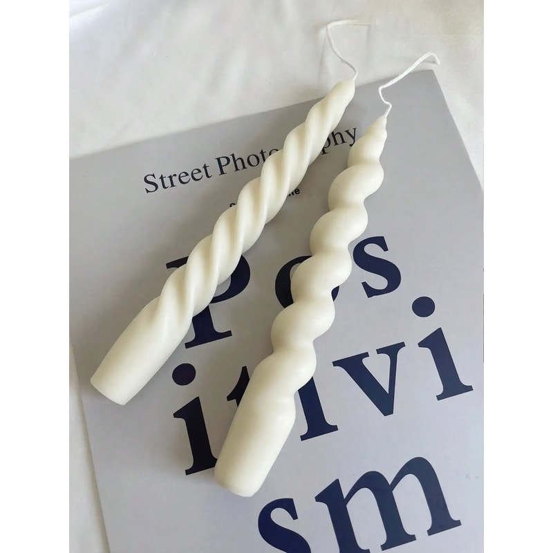 Pastel Twisted Taper Candles Unscented Soy Wax Decorative Candle Set Of 2 3