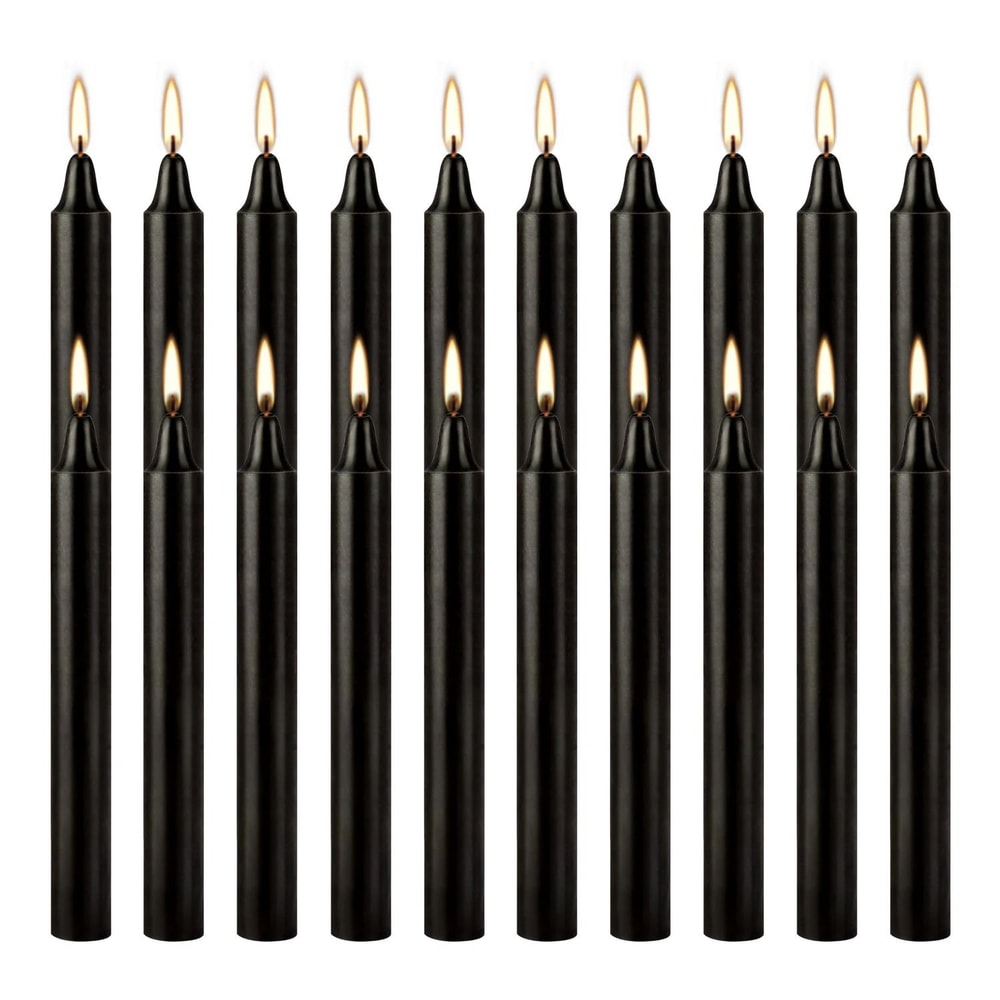 Classic Black Dinner Candles Set Drip Free Unscented Table Candles Pack Of 20 0