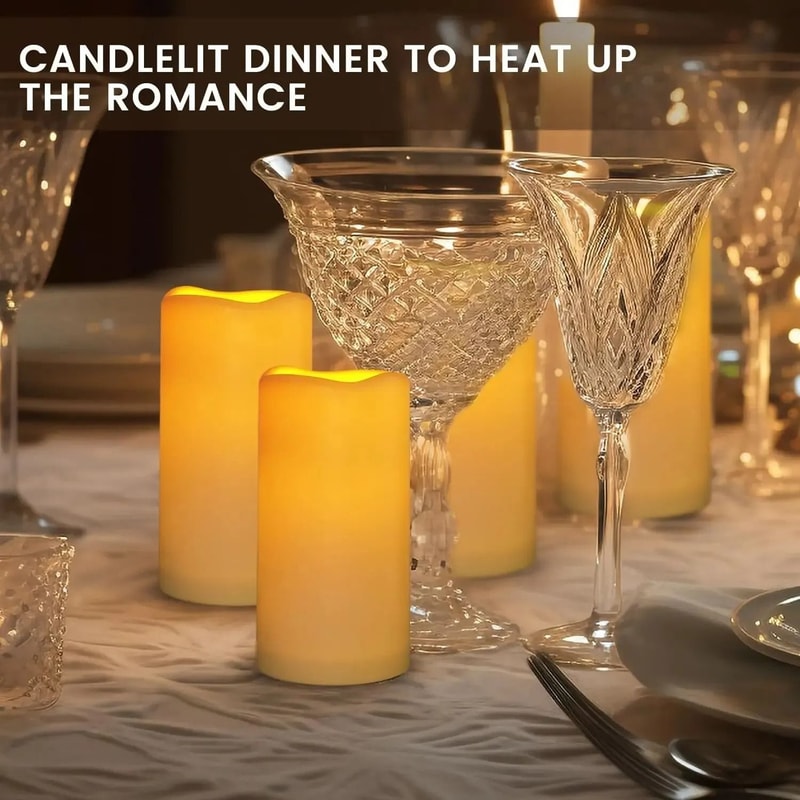 Candlium Flameless LED Pillar Candles Battery Operated Flickering Candle Set With Remote 7