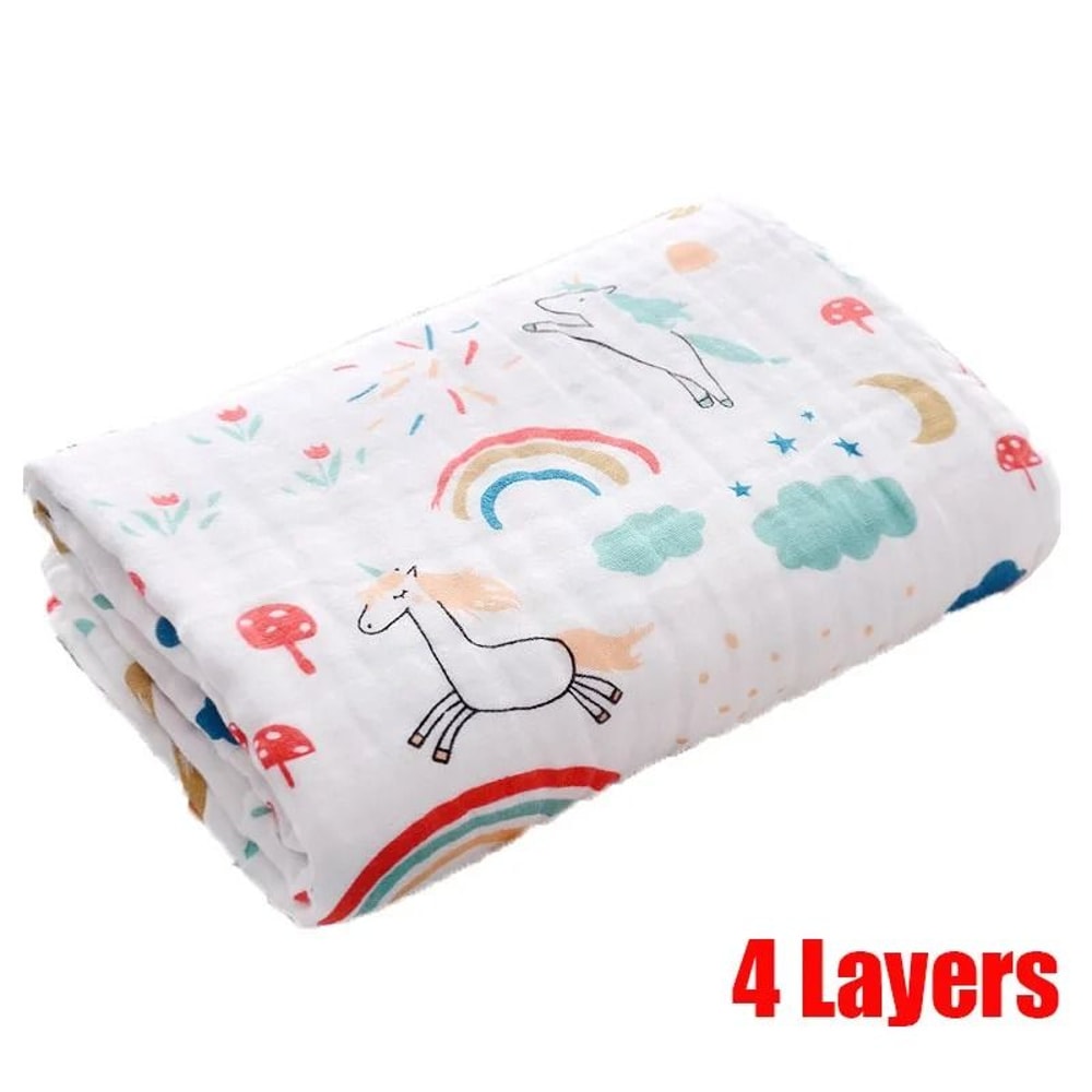Soft Cotton Baby Bath Towel 6 Layer Gauze Newborn Swaddle Blanket 4