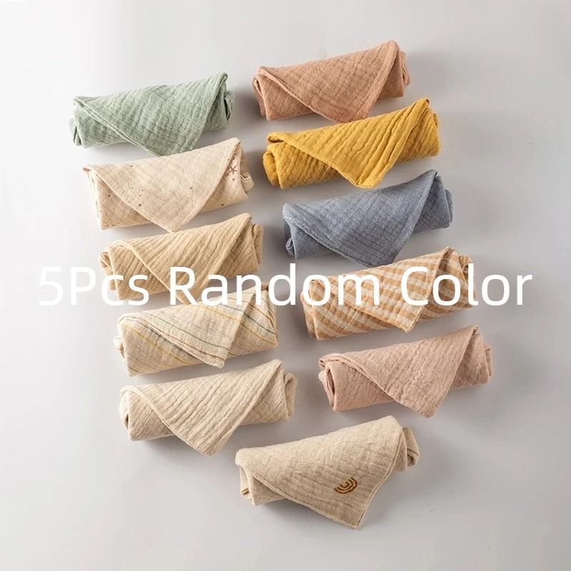Soft Muslin Baby Washcloth Set Cotton Gauze Newborn Face Towels Pack Of 5 1